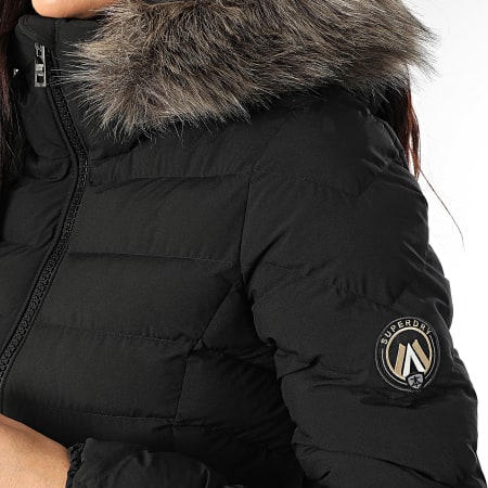 Superdry - Edredón con capucha de piel y cremallera para mujer Fuji W5012000A Negro