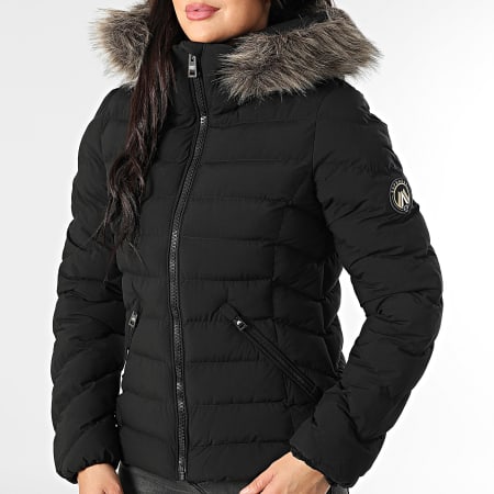 Superdry - Edredón con capucha de piel y cremallera para mujer Fuji W5012000A Negro