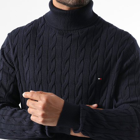 Tommy Hilfiger - Jersey clásico de algodón con cuello vuelto 0439 Azul marino