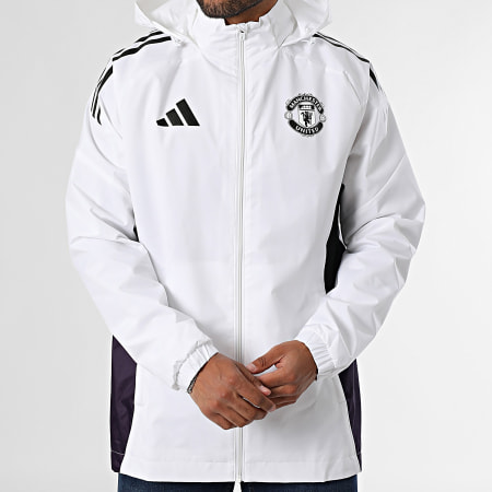 Adidas Sportswear - Veste Capuche Zippée A Bandes Manchester United JP3102 Blanc Violet