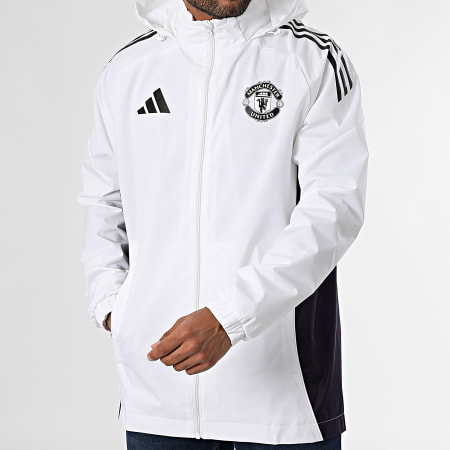 Adidas Sportswear - Veste Capuche Zippée A Bandes Manchester United JP3102 Blanc Violet