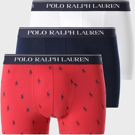 Polo Ralph Lauren - Lot De 3 Boxers Bleu Marine Blanc Rouge