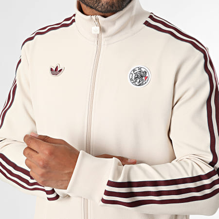 Adidas Originals - Veste Zippée A Bandes Ajax Icon JM7347 Beige Bordeaux