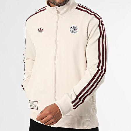 Adidas Originals - Veste Zippée A Bandes Ajax Icon JM7347 Beige Bordeaux