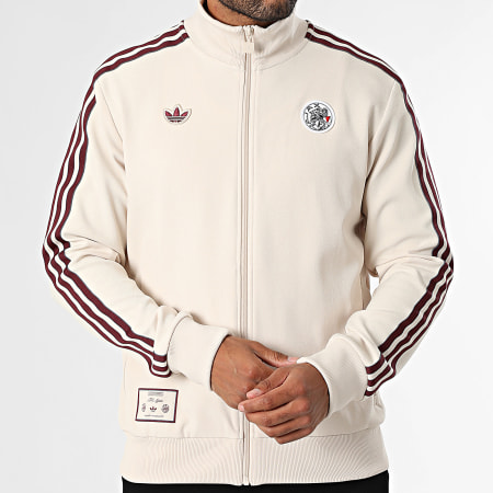 Adidas Originals - Veste Zippée A Bandes Ajax Icon JM7347 Beige Bordeaux