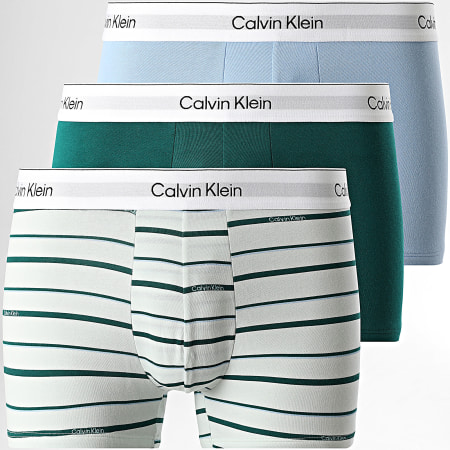 Calvin Klein - Lot De 3 Boxers NB4392 Vert Foncé Bleu Clair Vert Clair
