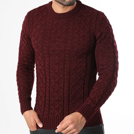 LBO - Maglione Collo Girocchi Intrecciato 0651 Bordeaux