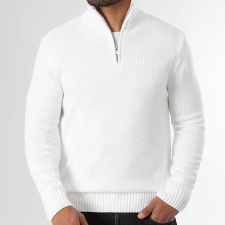 LBO - Suéter Cuello Semi Cremallera Punto Mediano 0688 Blanco