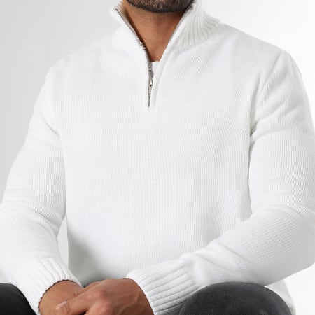 LBO - Suéter Cuello Semi Cremallera Punto Mediano 0688 Blanco