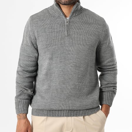 LBO - Jersey Con Cuello Medio Zipper Punto Medio 0690 Gris