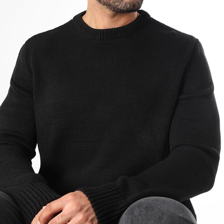LBO - Pull Col Rond Mailles Moyennes 0692 Noir