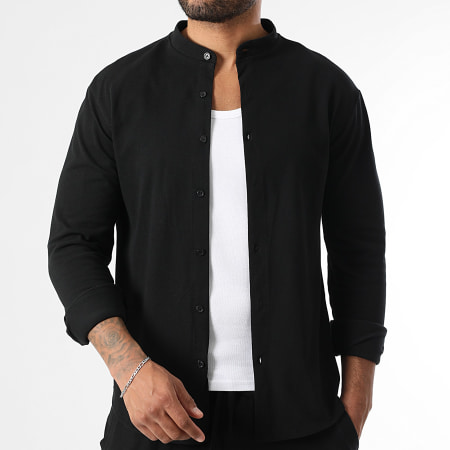 LBO - Long Sleeve Shirt and Textured Trouser Set 2217 Black