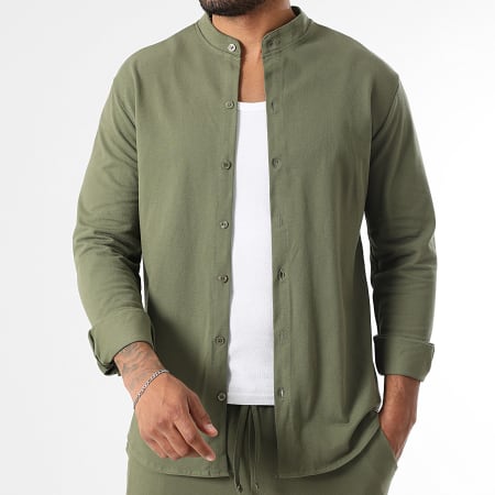LBO - Set camicia a maniche lunghe e pantaloni testurizzati 2218 verde kaki