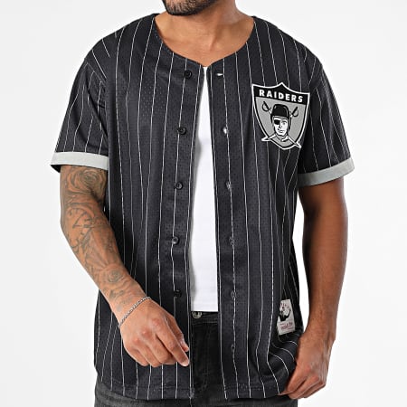 Mitchell and Ness - NFL Final Seconds Malla rayada Oakland Raiders Camiseta de béisbol TP12571 Negro