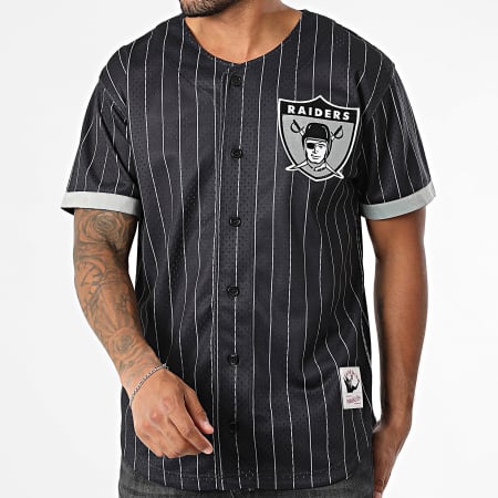 Mitchell and Ness - NFL Final Seconds Malla rayada Oakland Raiders Camiseta de béisbol TP12571 Negro