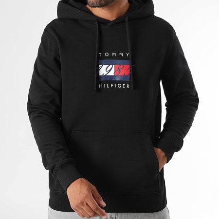 Tommy Hilfiger - Sweat Capuche Linear Flag Graphic 1332 Noir