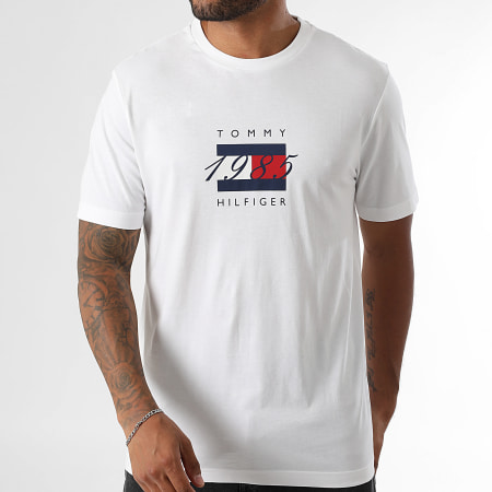 Tommy Hilfiger - Tee Shirt Linear Flag 1338 Blanc