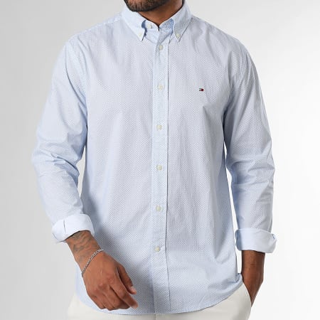 Tommy Hilfiger - Chemise Manches Longues Flex Poplin Micro 0455 Bleu Clair