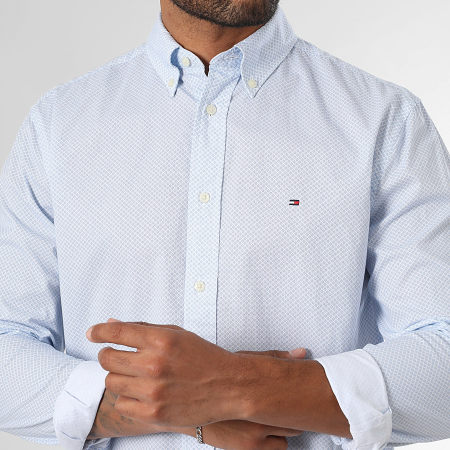 Tommy Hilfiger - Chemise Manches Longues Flex Poplin Micro 0455 Bleu Clair