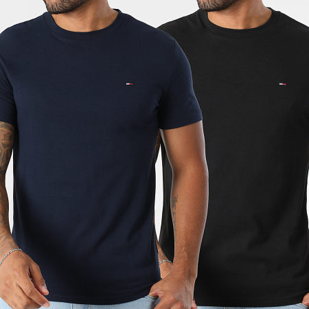Tommy Jeans - Lot De 2 Tee Shirts Jersey 0687 Noir Bleu Marine