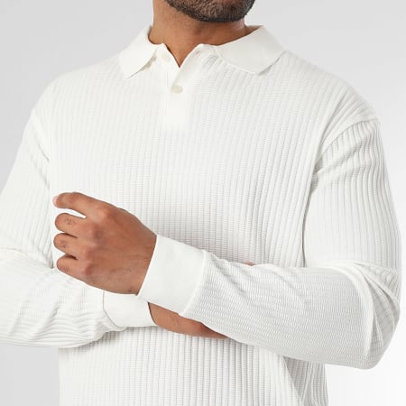 LBO - Polo Manches Longues Texturé 3961 Blanc