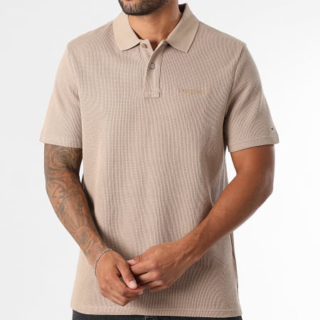 Tommy Jeans - Polo Manches Courtes Waffle Script 2415 Beige