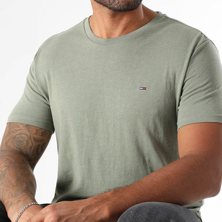 Tommy Jeans - Tee Shirt Slim Jaspe 2.0 0363 Vert Kaki Clair