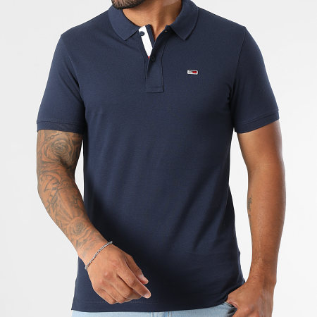 Tommy Jeans - Polo Manches Courtes Slim Placket 5370 Bleu Marine