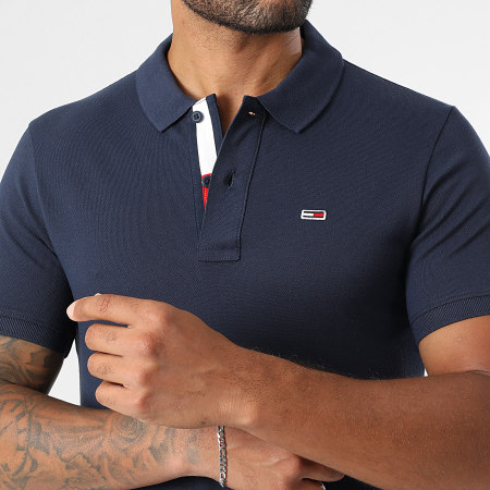 Tommy Jeans - Polo Manches Courtes Slim Placket 5370 Bleu Marine