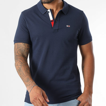Tommy Jeans - Polo Manches Courtes Slim Placket 5370 Bleu Marine