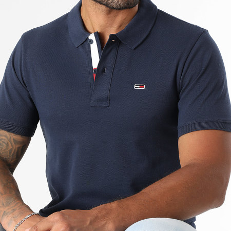 Tommy Jeans - Polo Manches Courtes Slim Placket 5370 Bleu Marine