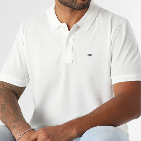 Tommy Jeans - Polo Manches Courtes Slim Placket 0676 Blanc