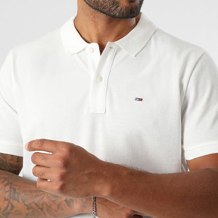 Tommy Jeans - Polo Manches Courtes Slim Placket 0676 Blanc