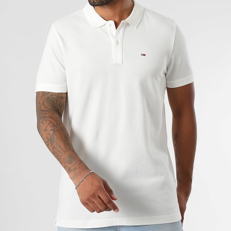 Tommy Jeans - Polo Manches Courtes Slim Placket 0676 Blanc