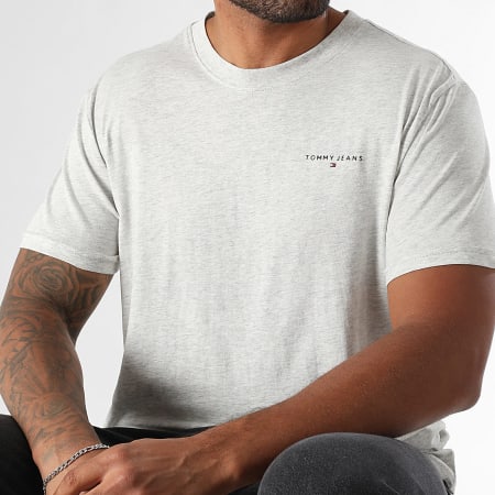 Tommy Jeans - Tee Shirt Slim Linear Chest 1780 Gris Clair Chiné