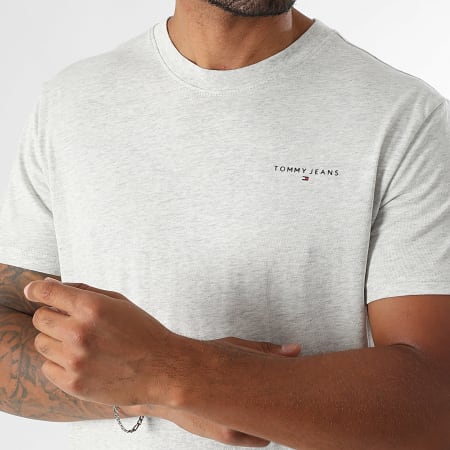 Tommy Jeans - Tee Shirt Slim Linear Chest 1780 Gris Clair Chiné