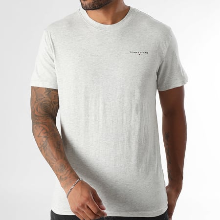 Tommy Jeans - Tee Shirt Slim Linear Chest 1780 Gris Clair Chiné