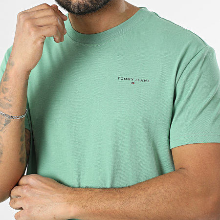 Tommy Jeans - Tee Shirt Slim Linear Chest 1780 Vert Clair