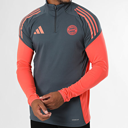 Adidas Sportswear - Tee Shirt Manches Longues A Bandes Bayern Munich JN5610 Gris Anthracite Orange