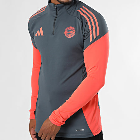 Adidas Sportswear - Tee Shirt Manches Longues A Bandes Bayern Munich JN5610 Gris Anthracite Orange