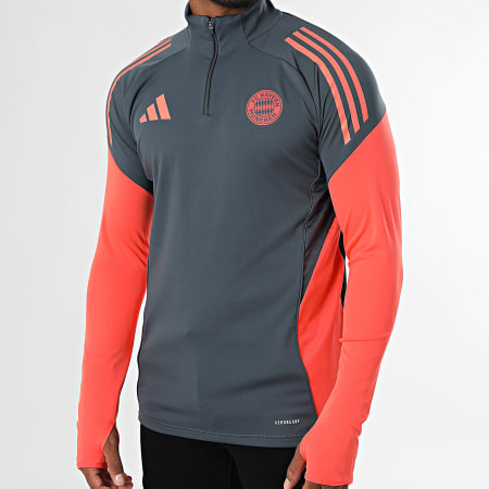 Adidas Sportswear - Tee Shirt Manches Longues A Bandes Bayern Munich JN5610 Gris Anthracite Orange