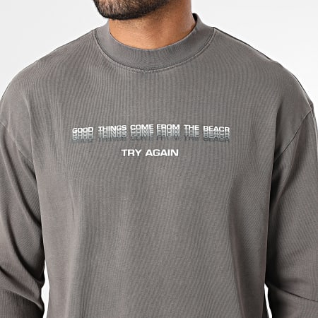 Uniplay - Tee Shirt Manches Longues Oversize 593 Gris Anthracite