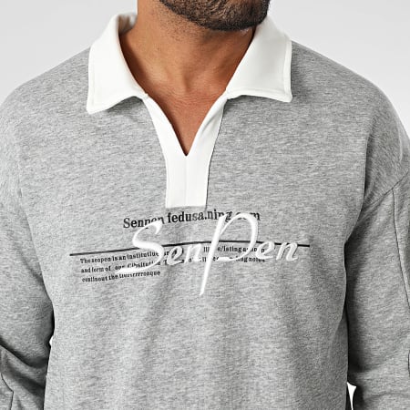 Uniplay - 49A Sudadera con cuello en V Gris jaspeado