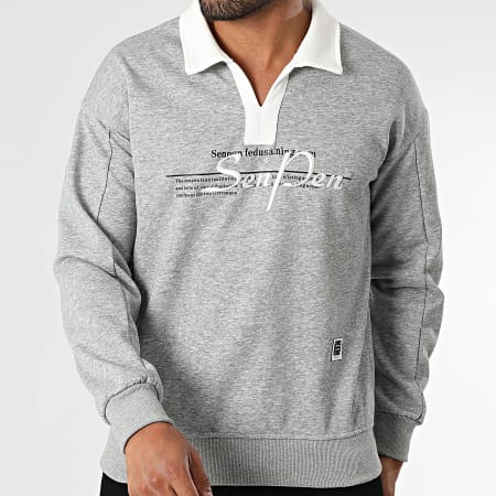 Uniplay - 49A Sudadera con cuello en V Gris jaspeado