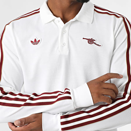 Adidas Performance - Polo a rayas de manga larga Arsenal Icon JM9396 Blanco