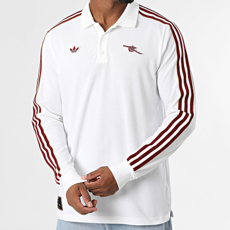 Adidas Performance - Polo a rayas de manga larga Arsenal Icon JM9396 Blanco