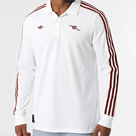 Adidas Performance - Polo a rayas de manga larga Arsenal Icon JM9396 Blanco