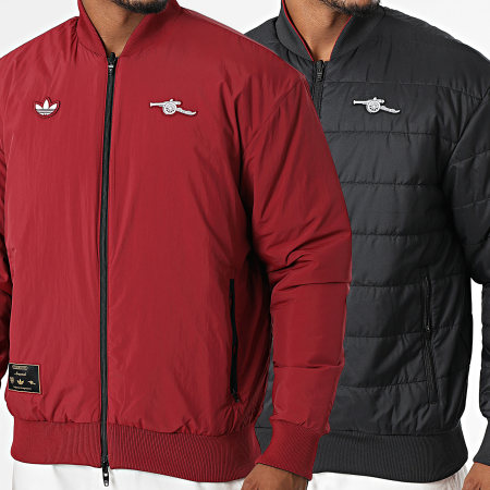 Adidas Sportswear - Veste Bomber Réversible Arsenal Icon JM9404 Bordeaux Noir