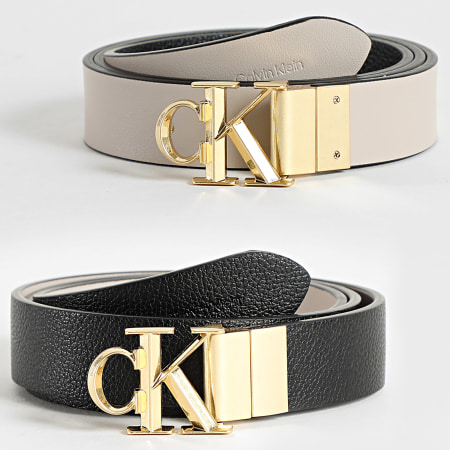 Calvin Klein - Cinturón Facted Reversible Mujer F7044G Negro Beige