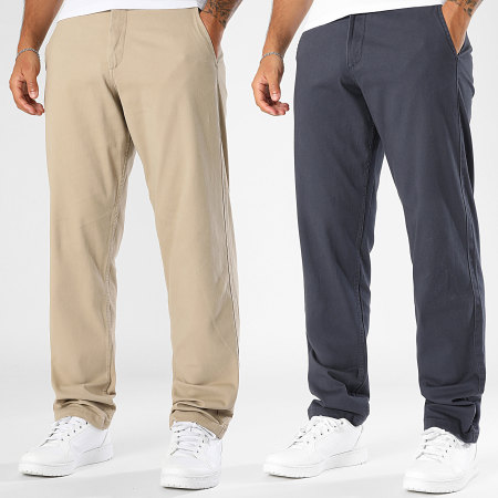 Jack And Jones - Lot De 2 Pantalons Chino Kane Dave Beige Bleu Marine